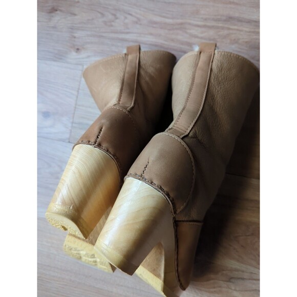 No 6 Pull On Shearling High Boot Wool Lined Wooden Clogs Womens 40 Honey - Picture 12 of 12